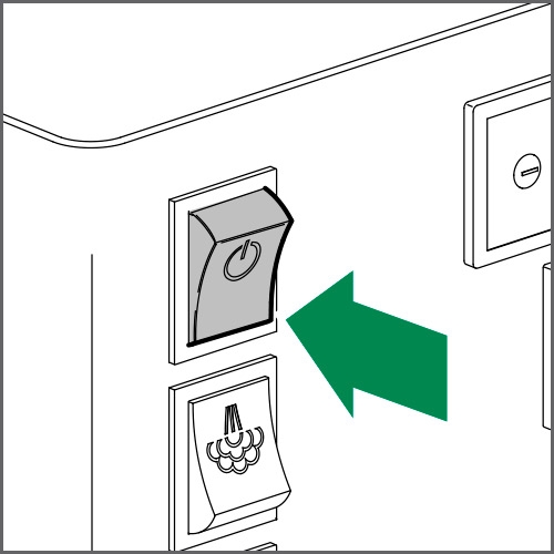 Switch on the machine by shifting the main switch to ON