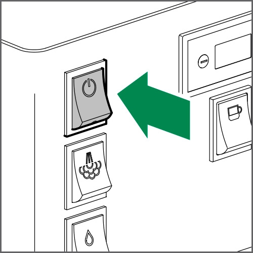 Shift the main switch to OFF to switch off the machine