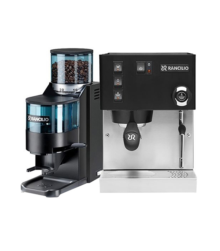 Rancilio Silvia V6 2020 Black & Rancilio Rocky D Black Caffè Italia