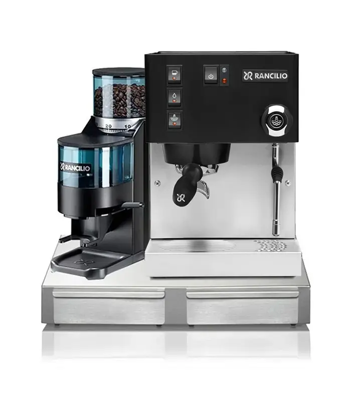 Rancilio Silvia V6 Black & Rancilio Rocky D Black & Rancilio Base